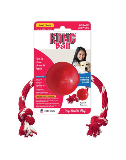 KONG Ball with Rope S minge pentru caini