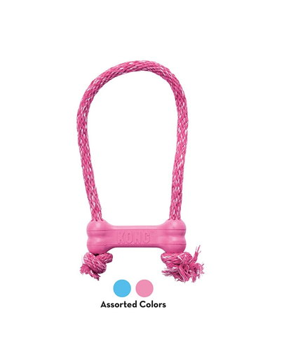KONG Puppy Goodie Bone with rope XS Os cu unt franghie pentru catelusi