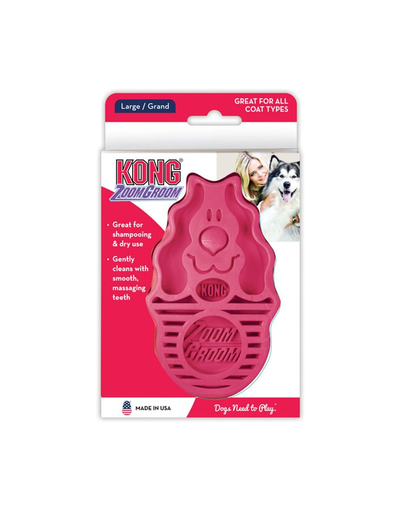 KONG ZoomGroom Raspberry perie pentru colectarea părului și periere L