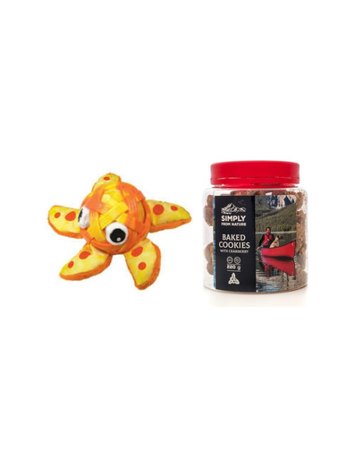 KONG SET jucarie stea de mare Kong + recompense SIMPLY FROM NATURE pentru caini, cu merisoare 220 g