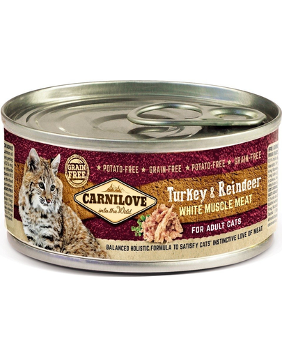 CARNILOVE Cat Turkey&Reindeer 12 x 100 g hrana umeda pentru pisici, curcan si ren