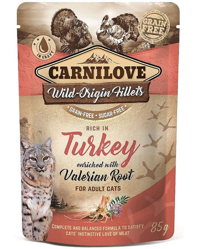 CARNILOVE Turkey&Valerian 24 x 85g hrana umeda pentru pisici, curcan si valeriana