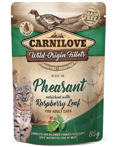 CARNILOVE Pheasant&Raspberry leaves 24 x 85 g hrana umeda pentru pisici, fazan si frunze de zmeura