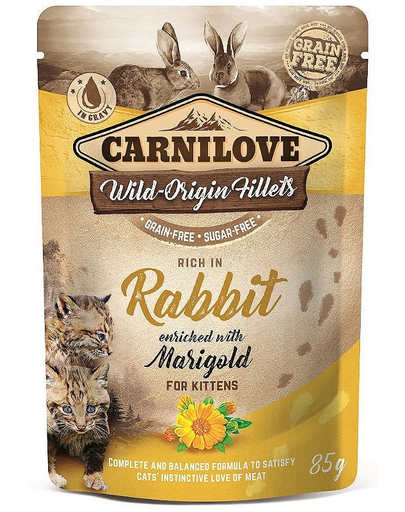 CARNILOVE Rabbit&Marigold 24 x 85g hrana pentru pisici, iepure si galbenele