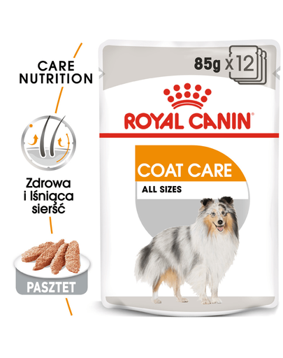 ROYAL CANIN Coat Care- Hrana umeda pentru blana, pentru câinii adulți, 12 plicuri x 85 g
