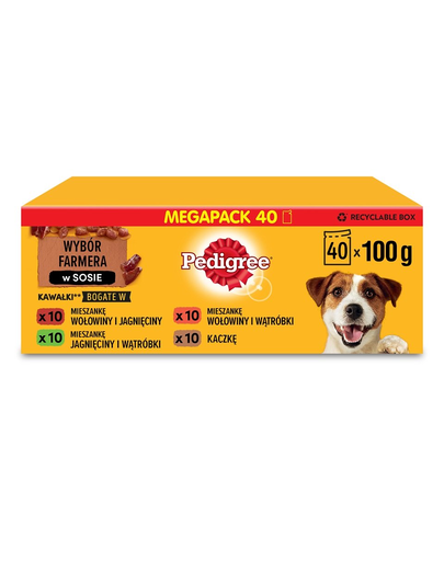 PEDIGREE Adult Hrana umeda caini, mix arome 40x100 g vita, miel, ficat si rata