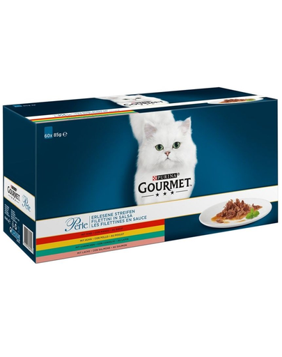 GOURMET Perle Hrana umeda pentru pisici adulte, mix fileuri in sos 60 x 85 g