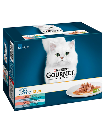 GOURMET Perle Duet Hrana umeda cu peste pentru pisici adulte 12x85g