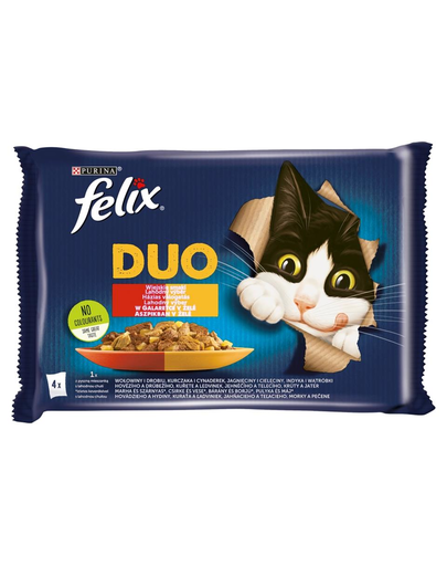 FELIX Duo Hrana umeda cu mix de carne pentru pisici adulte sterilizate 48x85g