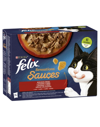 FELIX Sensations Sauce Hrana umeda cu diverse tipuri de carne in sos pentru pisici adulte/sterilizate 72x85g