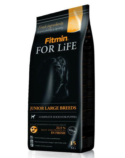 FITMIN Dog for life Hrana uscata caini junior talie mare, cu carne de pasare 3 kg