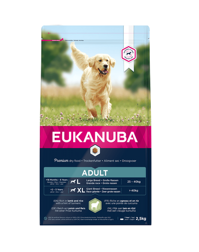 EUKANUBA Adult Large Breeds Lamb & Rice hrana uscata caini adulti talie mare, miel si orez 2.5 kg
