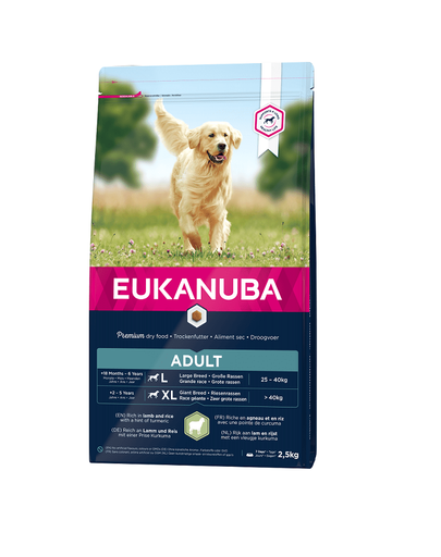 EUKANUBA Adult Large Breeds Lamb & Rice hrana uscata caini adulti talie mare, miel si orez 2.5 kg