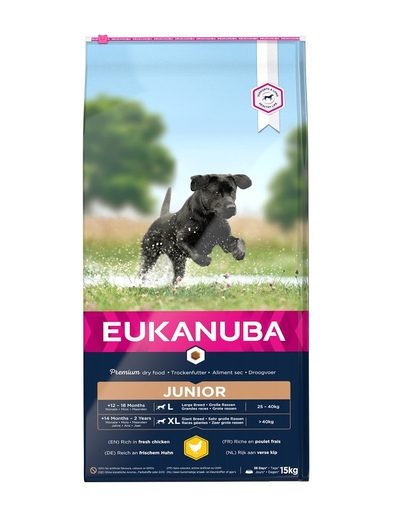 EUKANUBA Developing Junior Large Breed hrana uscata caini juniori talie mare, bogat in pui 15kg