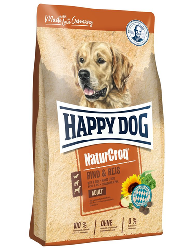 HAPPY DOG NaturCroq Hrana uscata pentru caini, cu vita si orez 15 kg