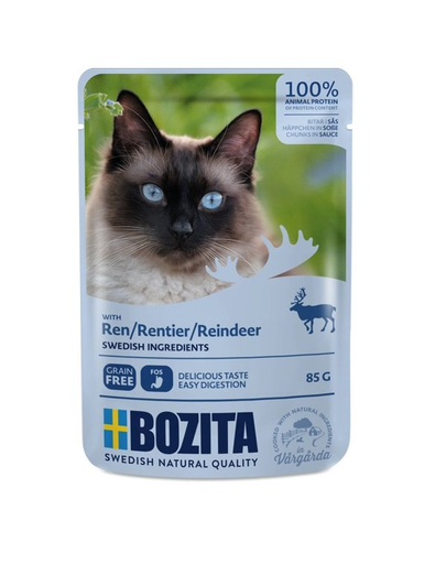 BOZITA Reindeer Hrana umeda pentru pisici adulte, cu carne de ren in sos 85 g