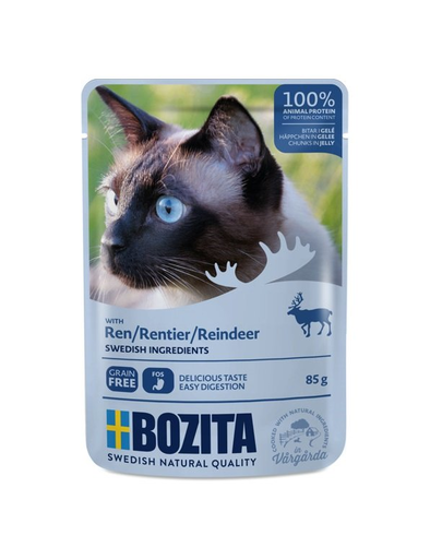 BOZITA Reindeer Renifer Hrana umeda pentru pisici adulte, cu carne de ren in aspic 85 g