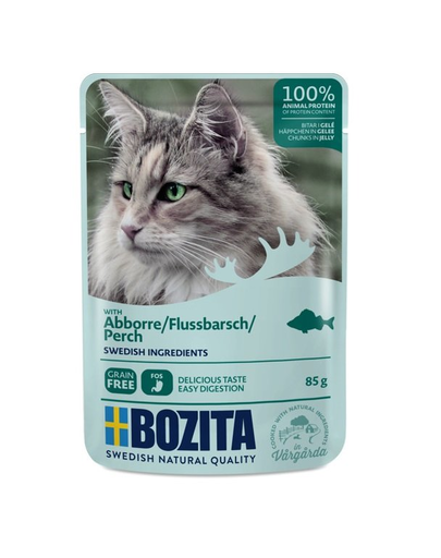 BOZITA Perch Hrana umeda pentru pisici adulte, biban in aspic 85 g