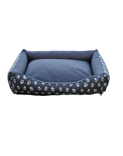 FERA Pat pentru caini cu perna 115 x 90 cm gri cu labute albe
