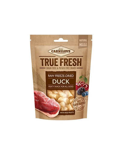 CARNILOVE RAW Freeze-dried Recompense pentru caini, cu rata si fructe rosii 40 g