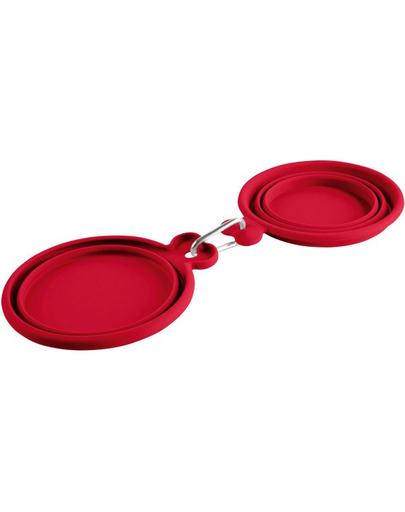 HUNTER List Boluri pliabile pentru caini, din silicon 350/750 ml, rosu