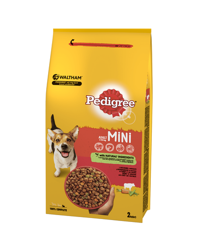 PEDIGREE Hrana uscata caini talie mica, cu vita si legume 2 kg