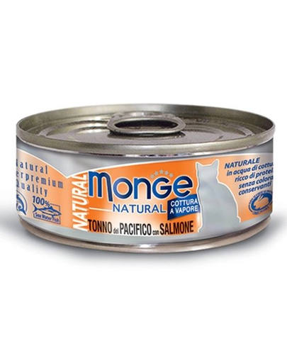 MONGE Natural Cat hrană umedă pentru pisici, cu ton din Pacific și somon 80 g