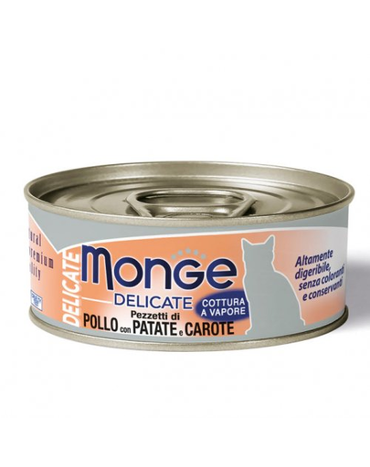 MONGE Delicate Cat hrana umeda pentru pisici, cu pui, cartofi si morcovi 80g