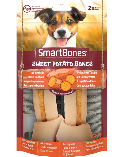 SmartBones Sweet Potato Medium Recompense pentru caini de talie medie, cartofi dulci si piept de pui 2 buc.