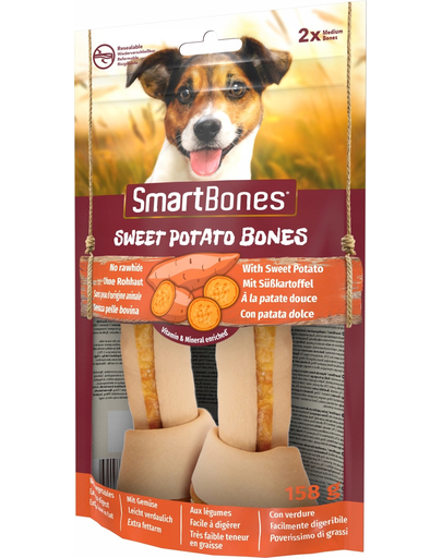 SmartBones Sweet Potato Medium Recompense pentru caini de talie medie, cartofi dulci si piept de pui 2 buc.