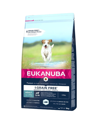 EUKANUBA Grain Free Hrana uscata pentru caini adulti de talie mica sau medie 3 kg