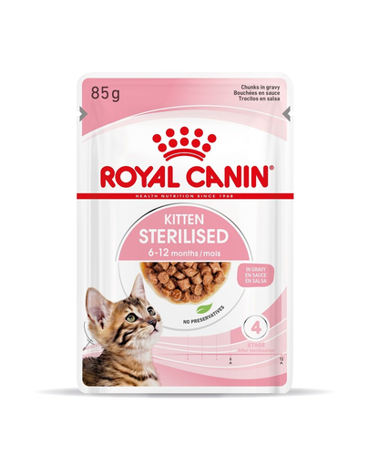 ROYAL CANIN Kitten Sterilised Hrana umeda pentru pisoi sterilizati pana la 12 luni, in sos  12 x 85g