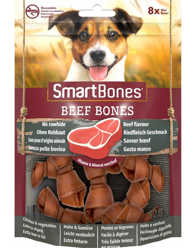 SmartBones Beef Mini recompense pentru câini de talie mică, carne de vită 8 buc.