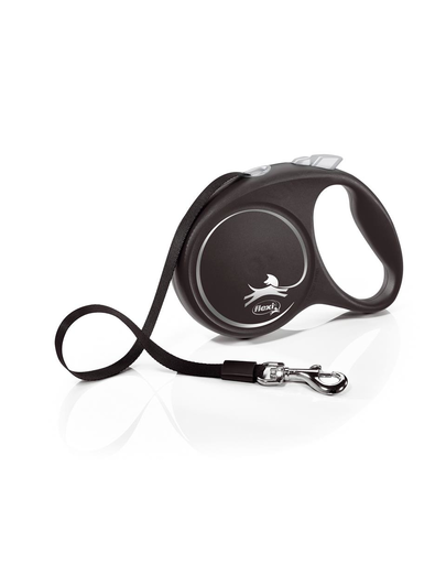 FLEXI Black Design lesa automata cu banda pentru caini, negru, marimea L, 5 m