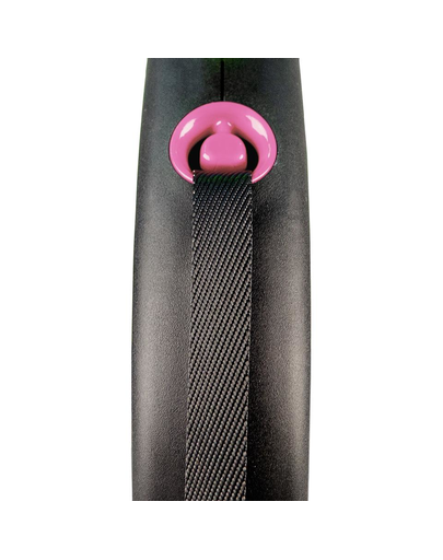 FLEXI Black Design lesa automata cu banda pentru caini, negru cu roz, marimea L, 5 m