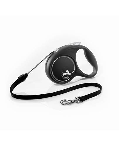 FLEXI Black Design lesa automata cu banda pentru caini, franghie negru, marimea M, 5 m