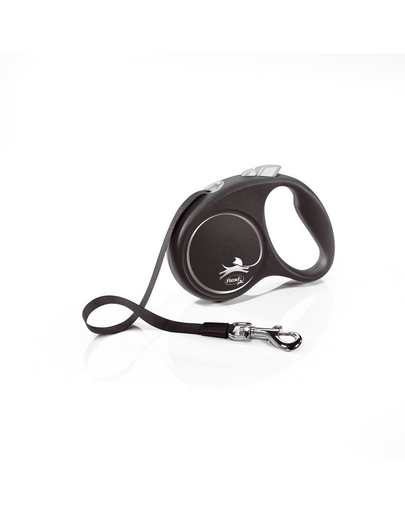 FLEXI Black Design lesa automata cu banda pentru caini, negru, marimea S, 5 m