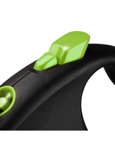 FLEXI Black Design lesa automata cu banda pentru caini, negru cu verde, marimea S, 5 m