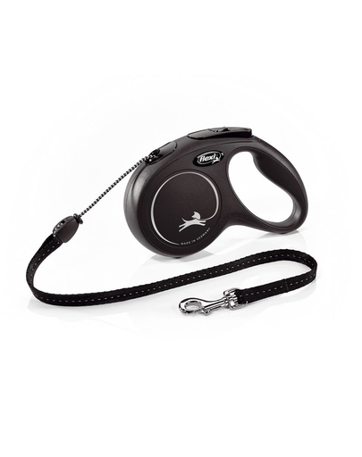 FLEXI New Classic lesa automata cu sir pentru caini, negru, marimea M, 5 m