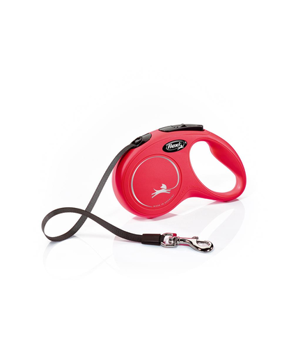 FLEXI New Classic lesa automata cu banda pentru caini, rosu, marimea S, 5 m