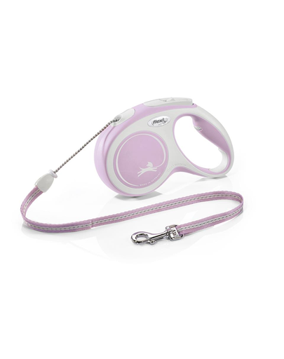 FLEXI New Comfort lesa automata cu banda pentru caini, roze, marimea M, 5 m