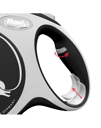 FLEXI New Comfort lesa automata cu banda pentru caini, alb cu negru, marimea M, 8 m