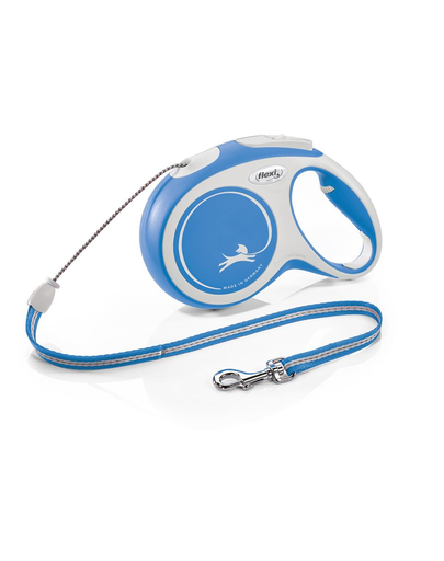 FLEXI New Comfort lesa automata cu banda pentru caini, albastru cu alb, marimea M, 8 m