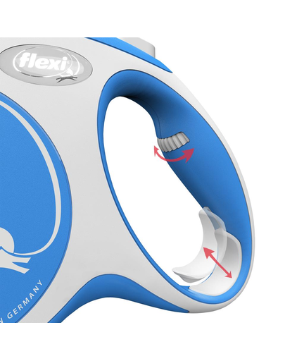 FLEXI New Comfort lesa automata cu banda pentru caini, albastru cu alb, marimea M, 8 m