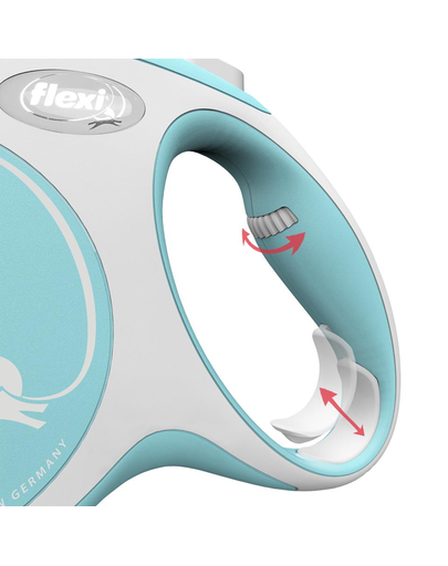 FLEXI New Comfort lesa automata cu banda pentru caini, albastru deschis, marimea M, 8 m