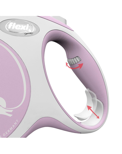 FLEXI New Comfort lesa automata cu sir pentru caini, roze, marimea M, 8 m