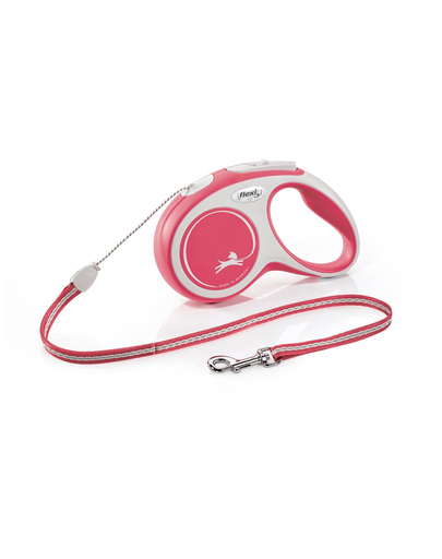 FLEXI New Comfort lesa automata cu franghie pentru caini, rosu, marimea S, 5 m