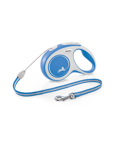 FLEXI New Comfort lesa automata cu sir pentru caini, albastru deschis cu alb, marimea S, 8 m