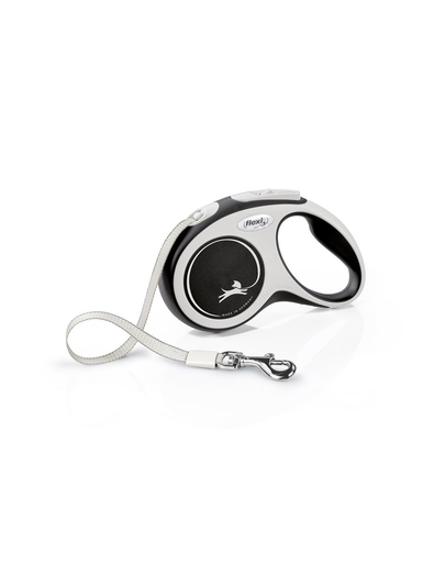 FLEXI New Comfort lesa automata cu banda pentru caini, alb negru, marimea S, 5 m