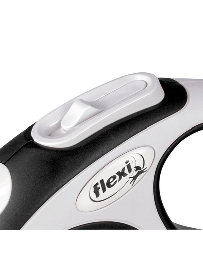 FLEXI New Comfort lesa automata cu banda pentru caini, negru cu alb, marimea XS, 3 m